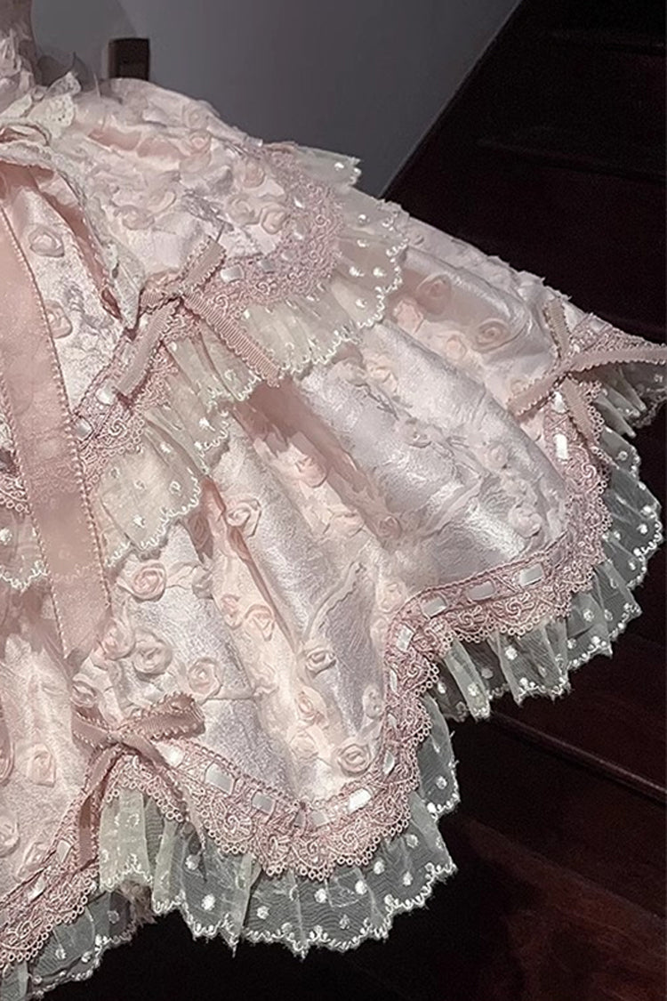 Lolita JSK Dress - Floral Overture, Pink, Lace Trim, Ruffled, Embroidered - additional product view 8