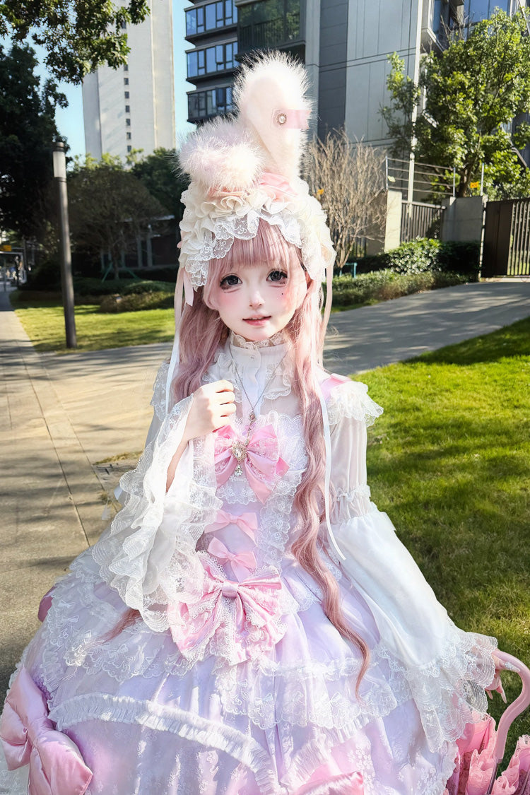 Lolita JSK Dress - Flower Dream Isle, 2 Colors, Square Collar, Layered, Sweet Style - additional product view 2