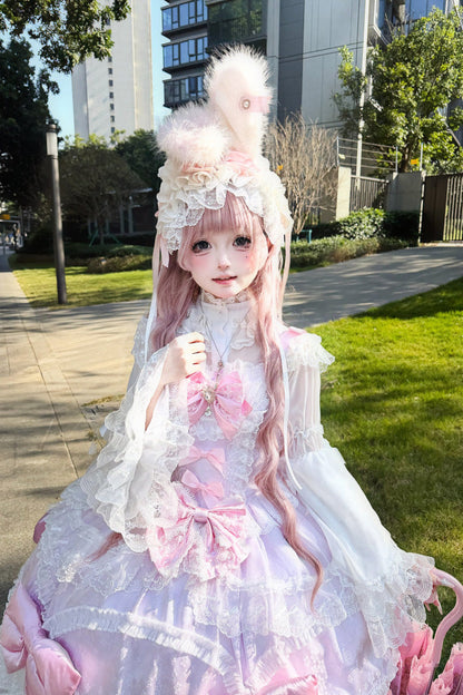 Lolita JSK Dress - Flower Dream Isle, 2 Colors, Square Collar, Layered, Sweet Style - additional product view 2