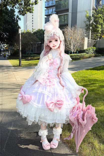 Lolita JSK Dress - Flower Dream Isle, 2 Colors, Square Collar, Layered, Sweet Style - additional product view 4
