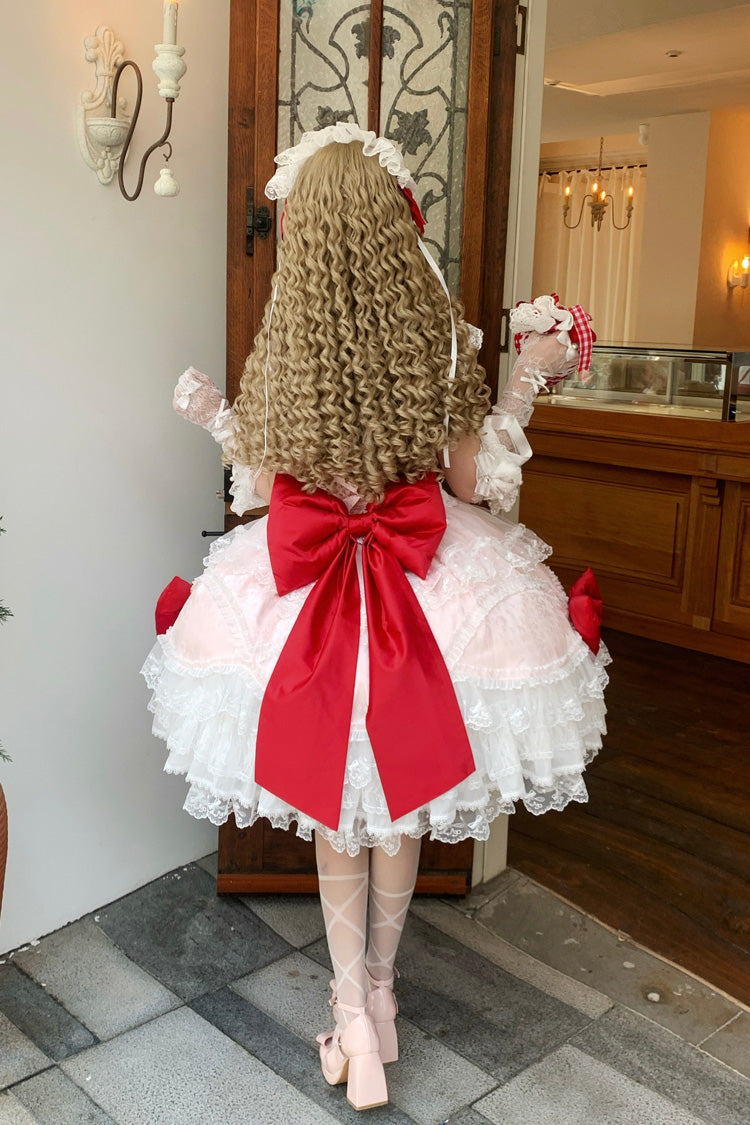Lolita JSK Dress - Flower Dream Isle, 2 Colors, Square Collar, Sweet Style, Bow Detail - additional product view 2