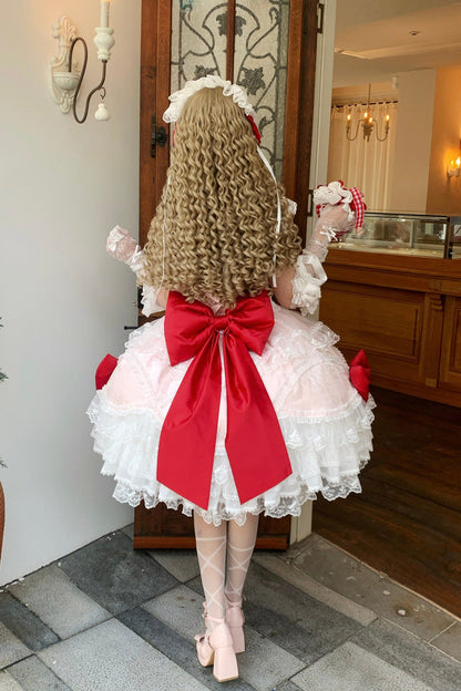 Lolita JSK Dress - Flower Dream Isle, 2 Colors, Square Collar, Sweet Style, Bow Detail - additional product view 2