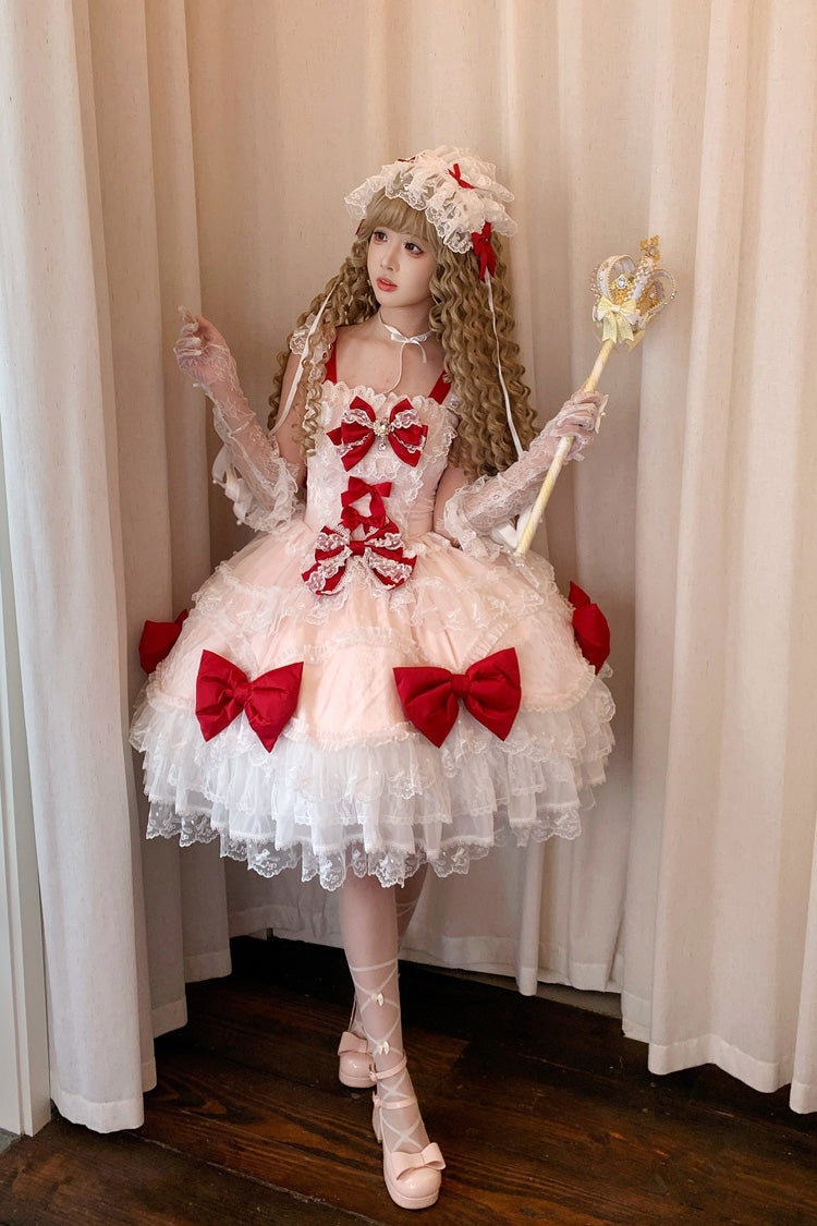 Lolita JSK Dress - Flower Dream Isle, 2 Colors, Square Collar, Sweet Style, Bow Detail - additional product view 5
