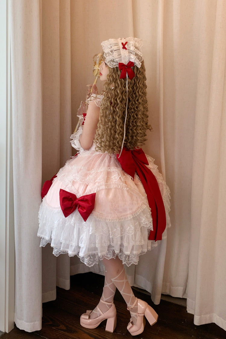 Lolita JSK Dress - Flower Dream Isle, 2 Colors, Square Collar, Sweet Style, Bow Detail - additional product view 6