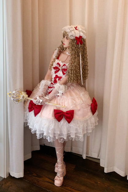 Lolita JSK Dress - Flower Dream Isle, 2 Colors, Square Collar, Sweet Style, Bow Detail - additional product view 7
