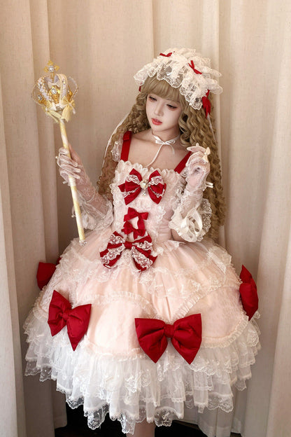 Lolita JSK Dress - Flower Dream Isle, 2 Colors, Square Collar, Sweet Style, Bow Detail - additional product view 8