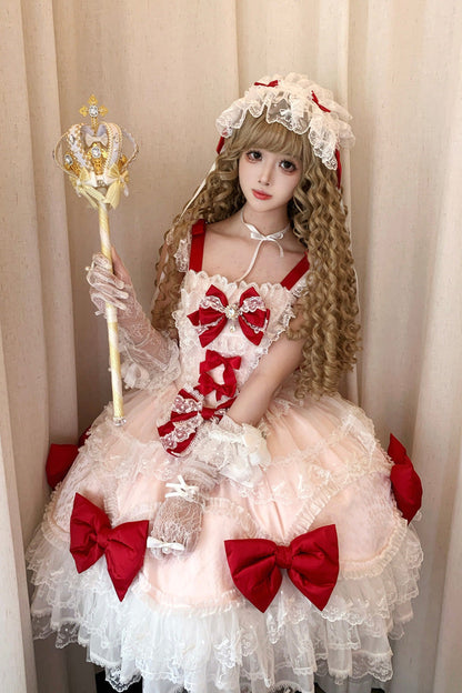 Lolita JSK Dress - Flower Dream Isle, 2 Colors, Square Collar, Sweet Style, Bow Detail - additional product view 9