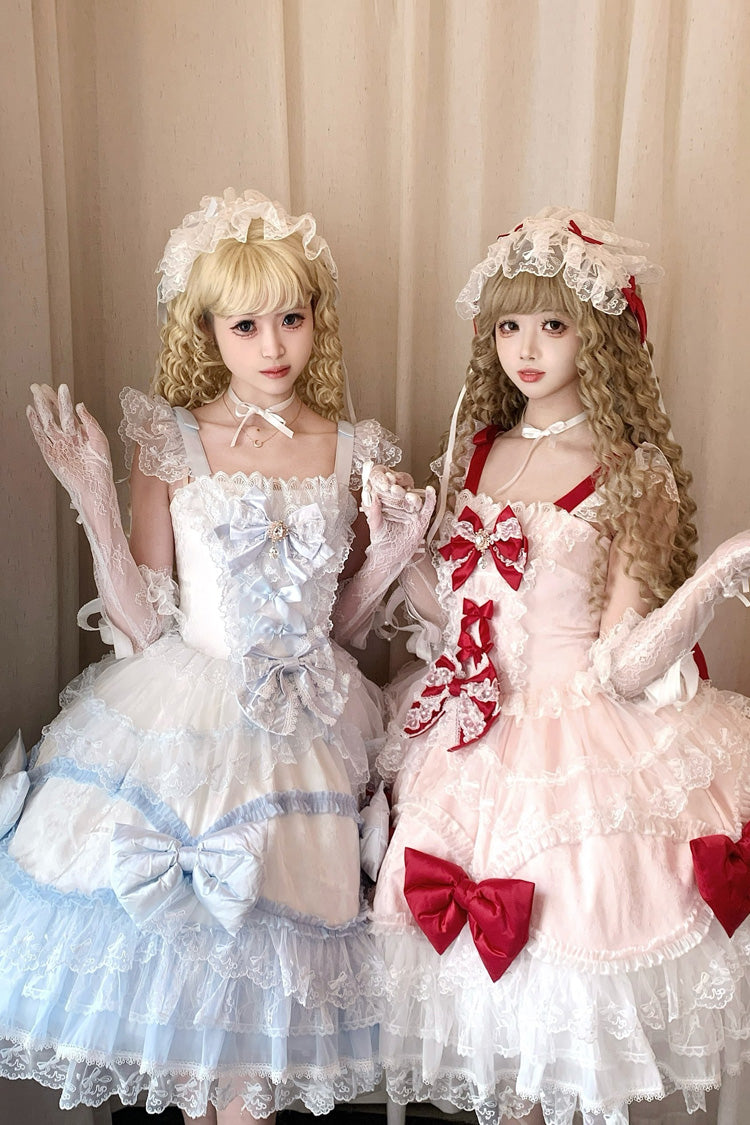 Lolita JSK Dress - Flower Dream Isle, 2 Colors, Square Collar, Sweet Style, Bow Detail - additional product view 10
