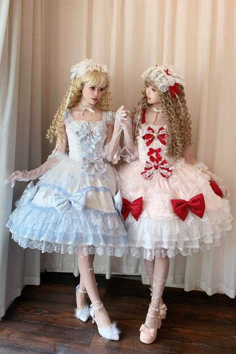 Lolita JSK Dress - Flower Dream Isle, 2 Colors, Square Collar, Sweet Style, Bow Detail - additional product view 11