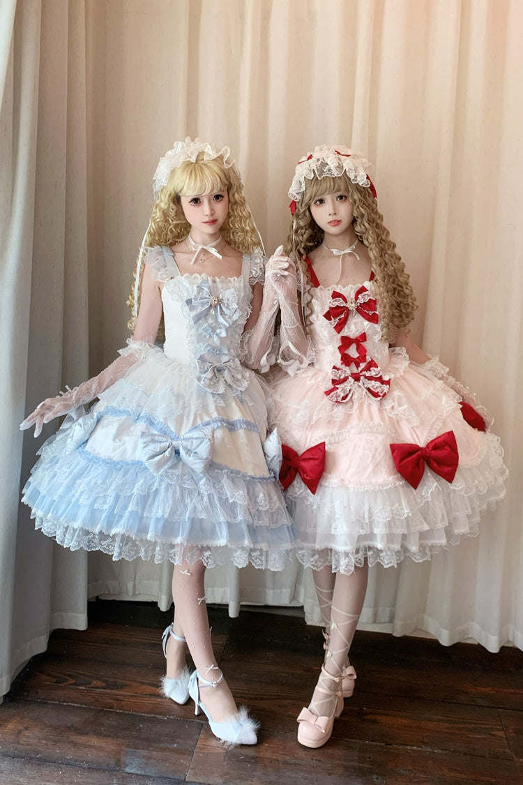 Lolita JSK Dress - Flower Dream Isle, 2 Colors, Square Collar, Sweet Style, Bow Detail - additional product view 12