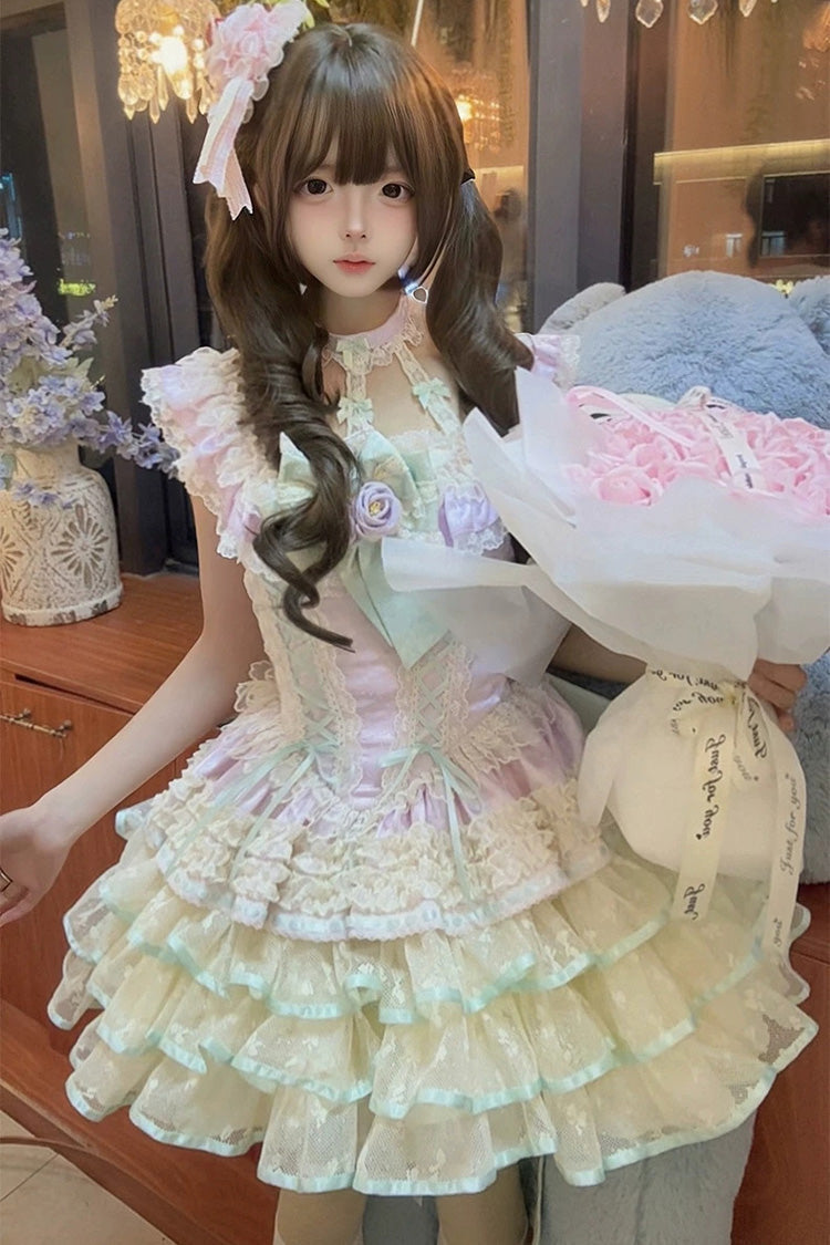 Lolita JSK Dress - Flower Language Of Eros, Purple, Sweet Style, Ballet-Inspired Style - additional product view 5