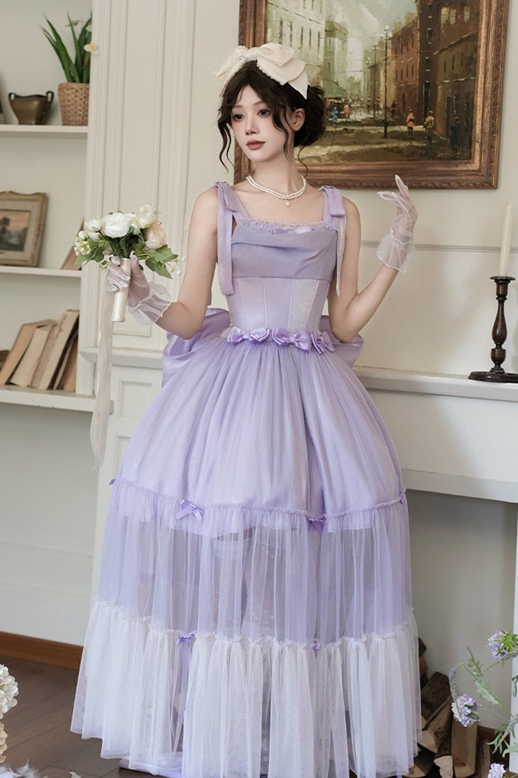 Lolita JSK Dress - Foamy Sea, Purple, Sweet Style, Bow Detail, Ruffled - additional product view 2