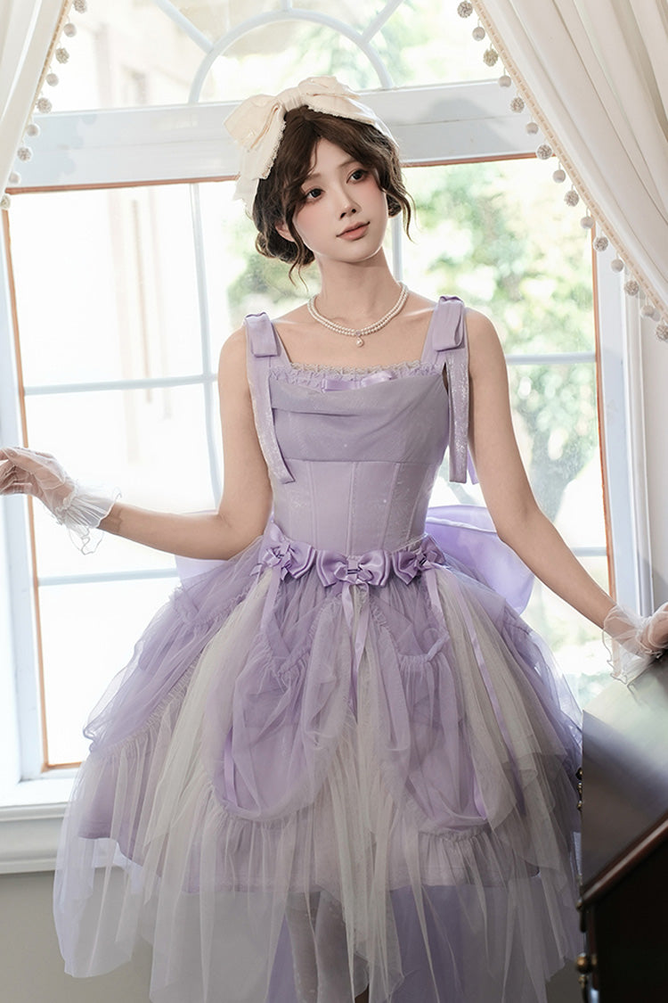 Lolita JSK Dress - Foamy Sea, Purple, Sweet Style, Bow Detail, Ruffled - additional product view 3