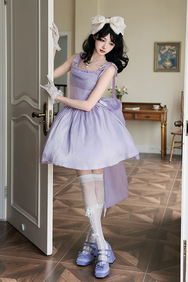 Lolita JSK Dress - Foamy Sea, Purple, Sweet Style, Bow Detail, Ruffled - additional product view 4
