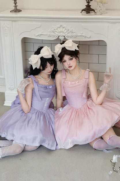 Lolita JSK Dress - Foamy Sea, Purple, Sweet Style, Bow Detail, Ruffled - additional product view 7