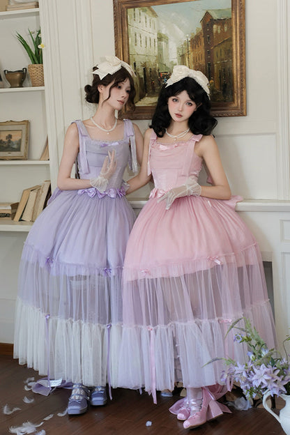 Lolita JSK Dress - Foamy Sea, Purple, Sweet Style, Bow Detail, Ruffled - additional product view 8