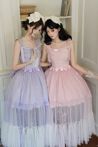 Lolita JSK Dress - Foamy Sea, Purple, Sweet Style, Bow Detail, Ruffled - additional product view 9