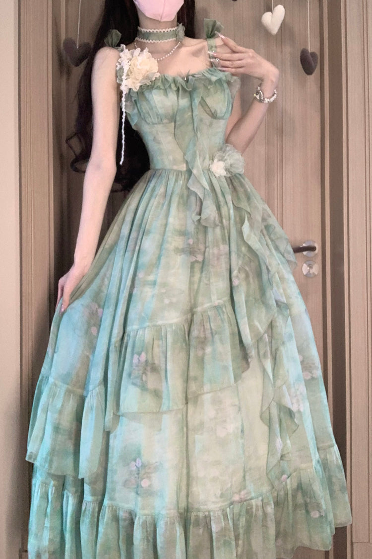 Lolita JSK Dress - Forest Garden, Green, Long Length, Sweet Style, Bow Detail - additional product view 2