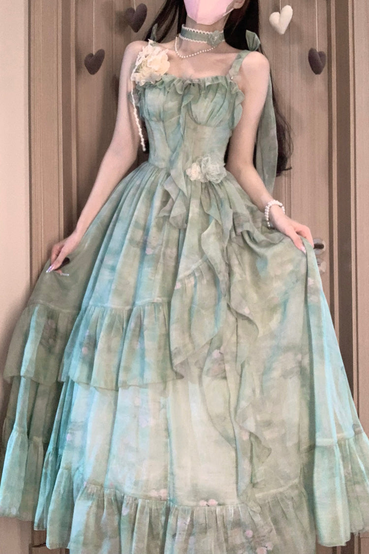 Lolita JSK Dress - Forest Garden, Green, Long Length, Sweet Style, Bow Detail - additional product view 3