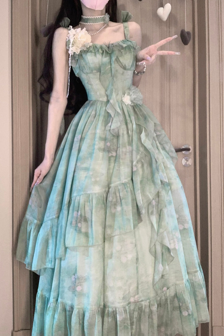 Lolita JSK Dress - Forest Garden, Green, Long Length, Sweet Style, Bow Detail - additional product view 4