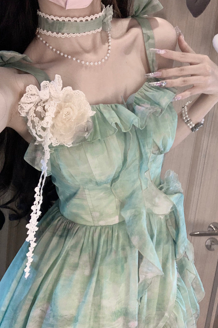 Lolita JSK Dress - Forest Garden, Green, Long Length, Sweet Style, Bow Detail - additional product view 6