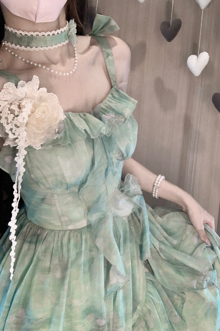 Lolita JSK Dress - Forest Garden, Green, Long Length, Sweet Style, Bow Detail - additional product view 7