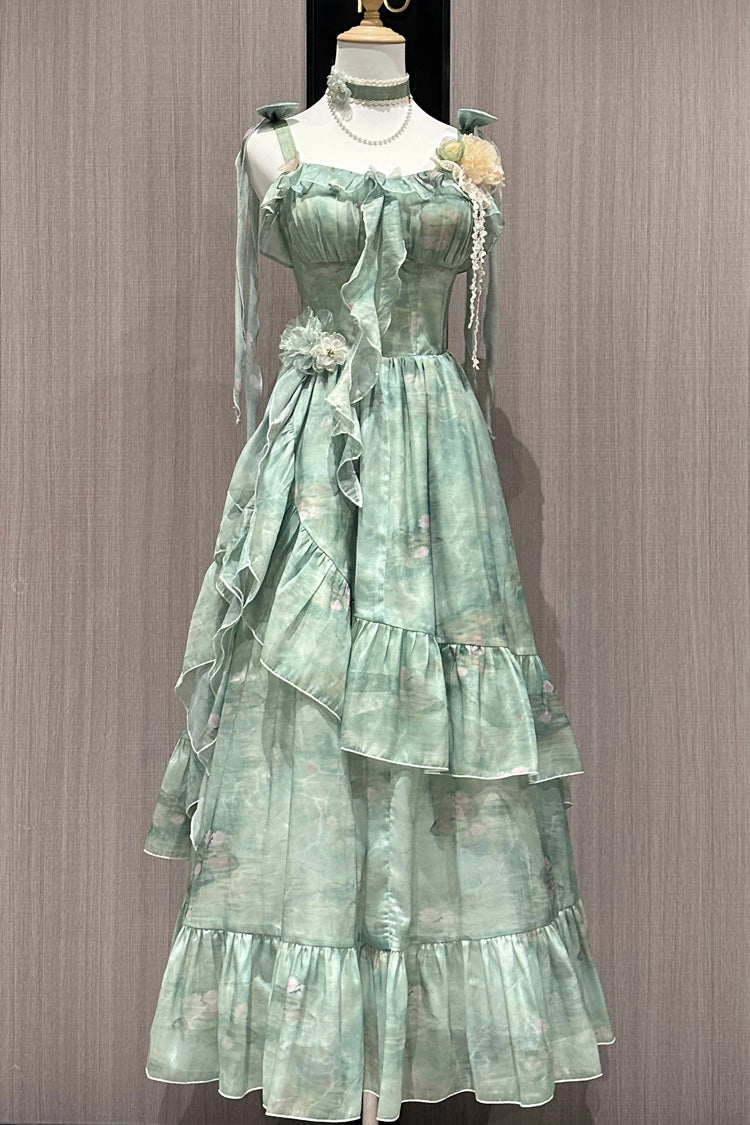 Lolita JSK Dress - Forest Garden, Green, Long Length, Sweet Style, Bow Detail - main product image