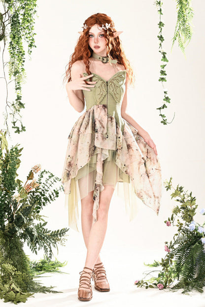 Lolita JSK Dress - Forest Wandering, Green, Sweet Style, Lace Trim, Embroidered - additional product view 4