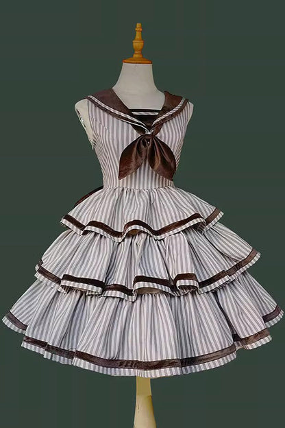 Lolita JSK Dress - From The Other Side, 2 Colors, Ruffled, Printed, Layered - additional product view 6