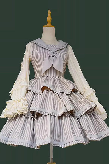 Lolita JSK Dress - From The Other Side, 2 Colors, Ruffled, Printed, Layered - additional product view 10