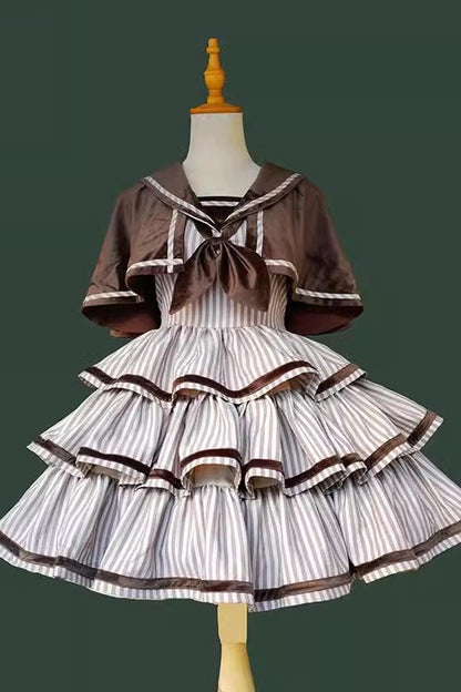Lolita JSK Dress - From The Other Side, 2 Colors, Ruffled, Printed, Layered - main product image