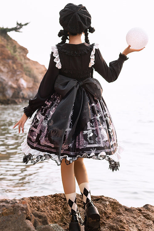Lolita JSK Dress - Front And Back Big Bows Passing, 2 Colors, Printed, Gothic Style - additional product view 4
