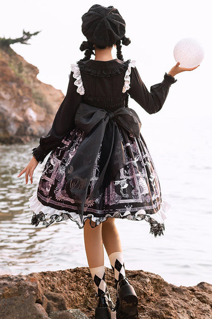 Lolita JSK Dress - Front And Back Big Bows Passing, 2 Colors, Printed, Gothic Style - additional product view 4
