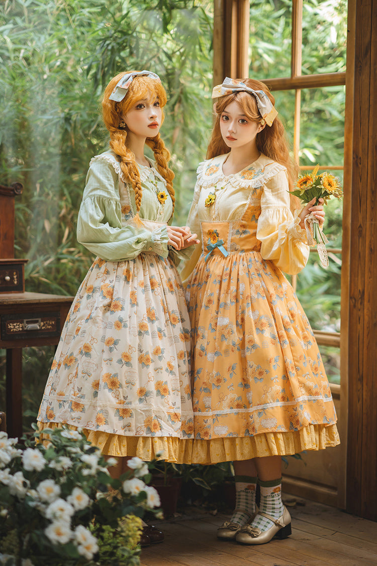 Lolita JSK Dress - Gardening Sunflower, Yellow, Bow Detail, Lace Trim, Ruffled - additional product view 8