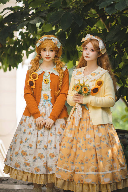 Lolita JSK Dress - Gardening Sunflower, Yellow, Bow Detail, Lace Trim, Ruffled - additional product view 9