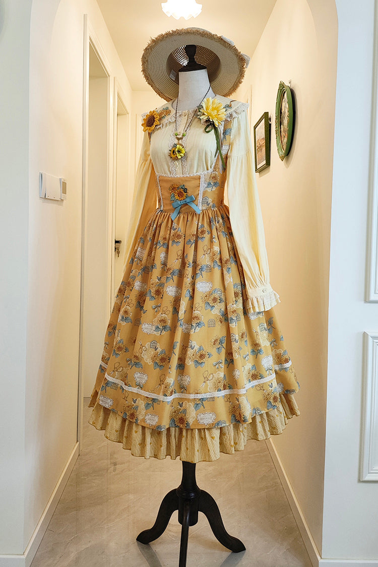 Lolita JSK Dress - Gardening Sunflower, Yellow, Bow Detail, Lace Trim, Ruffled - additional product view 11