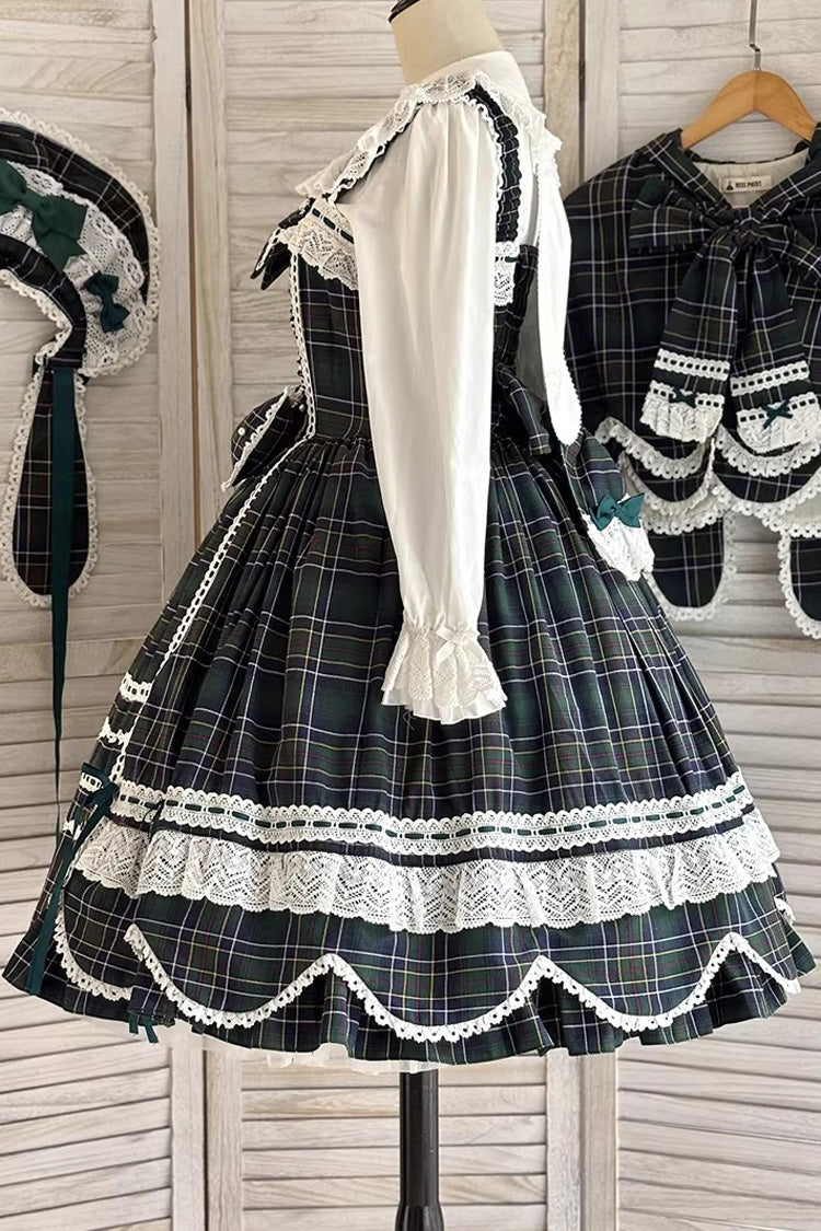 Lolita JSK Dress - Gingham Petal Bunny, Green, Ruffled, Printed, Sweet Style - additional product view 13