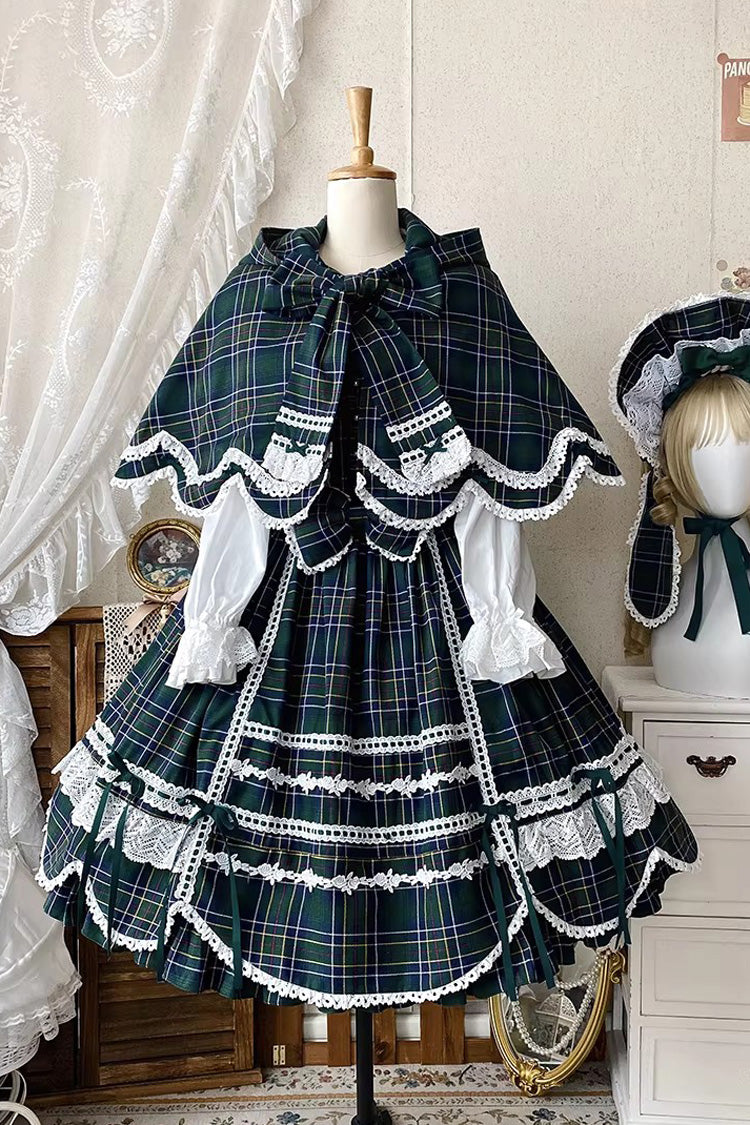 Lolita JSK Dress - Gingham Petal Bunny, Green, Ruffled, Printed, Sweet Style - additional product view 15