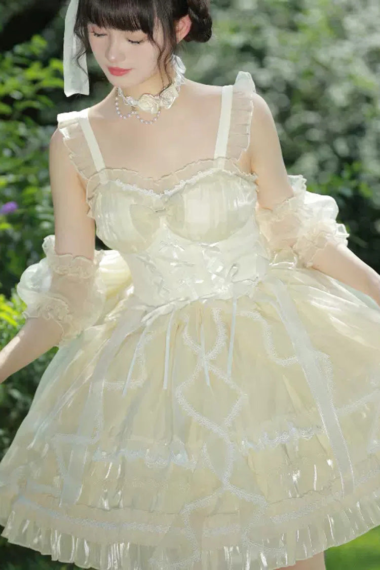 Lolita JSK Dress - Glaze Fantasy, 5 Colors, Ruffled, Embroidered, Sweet Style - S Ivory / M Ivory / L Ivory option