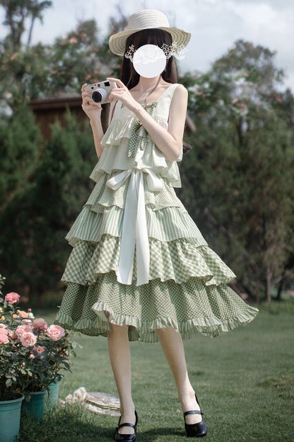 Lolita JSK Dress - Go To The Forest, Green, Printed, Layered, Sweet Style - main product image