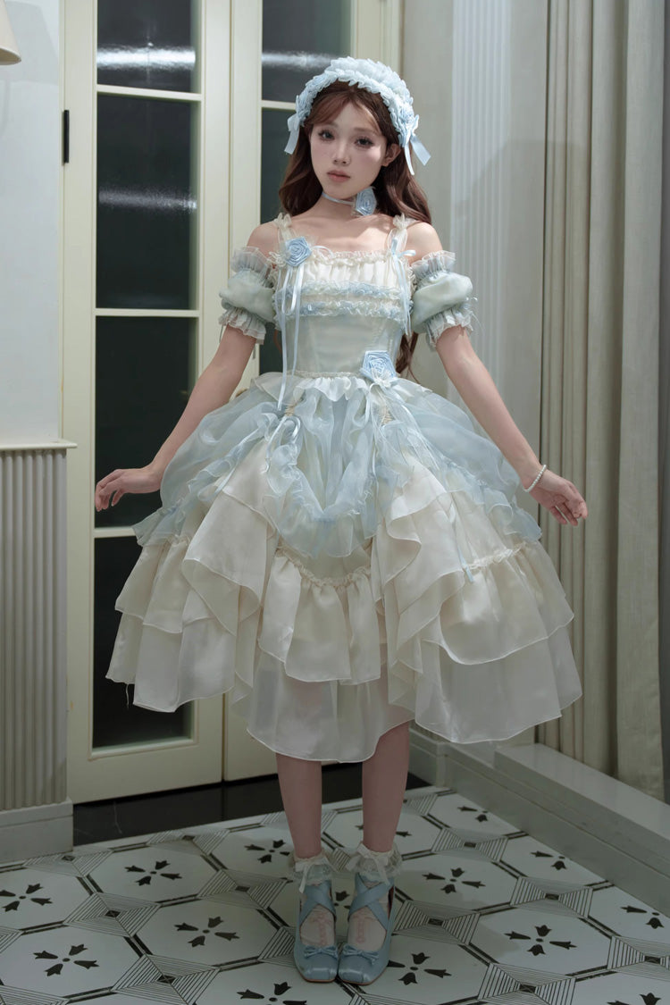 Lolita JSK Dress - Goodnight Camellia, 3 Colors, Ruffled, Printed, Layered - additional product view 11