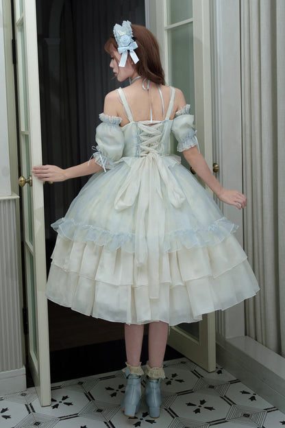 Lolita JSK Dress - Goodnight Camellia, 3 Colors, Ruffled, Printed, Layered - additional product view 13