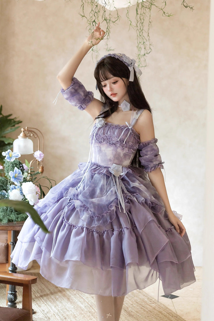 Lolita JSK Dress - Goodnight Camellia, 3 Colors, Ruffled, Printed, Layered - additional product view 17