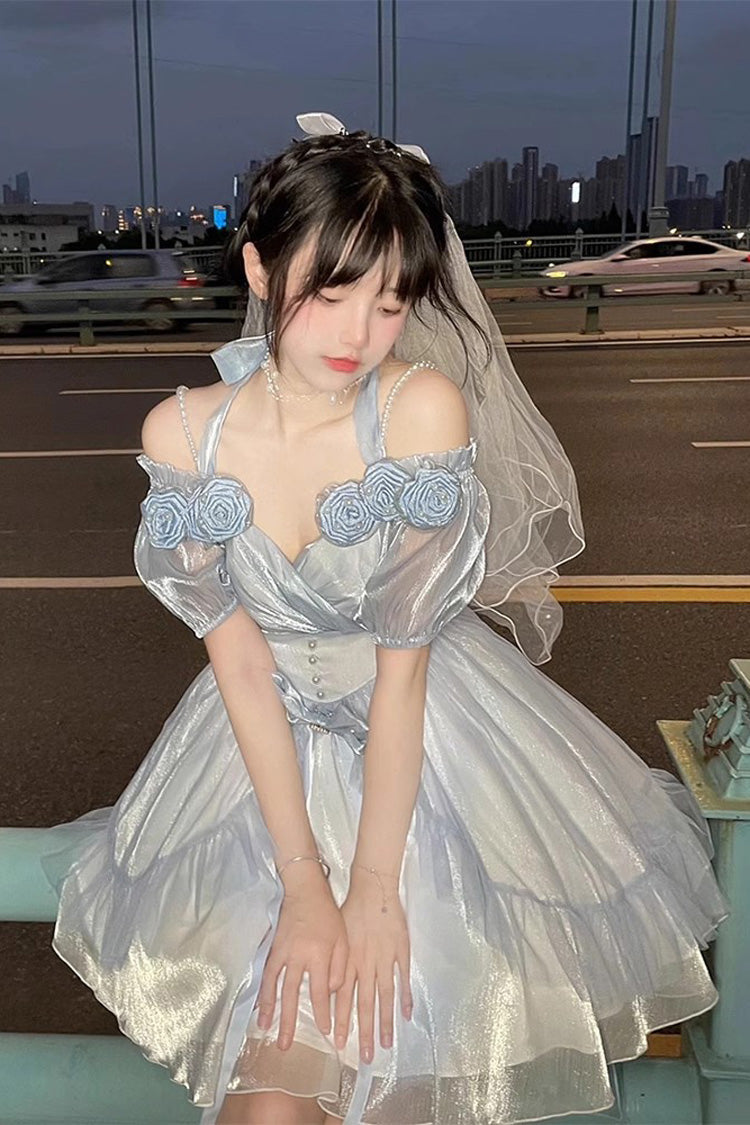 Lolita JSK Dress - Gradient Gorgeous, 4 Colors, Sweet Style, Bow Detail - S Blue / M Blue / L Blue option