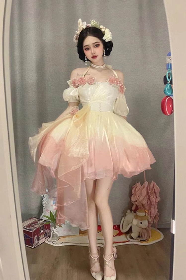 Lolita JSK Dress - Gradient Gorgeous, 4 Colors, Sweet Style, Bow Detail - S Pink / M Pink / L Pink option