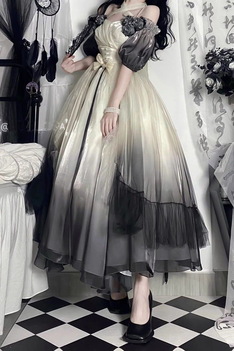 Lolita JSK Dress - Gradient Ink Color Gorgeous, Ink, Sweet Style, Bow Detail - additional product view 2