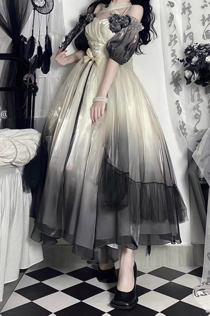 Lolita JSK Dress - Gradient Ink Color Gorgeous, Ink, Sweet Style, Bow Detail - additional product view 2