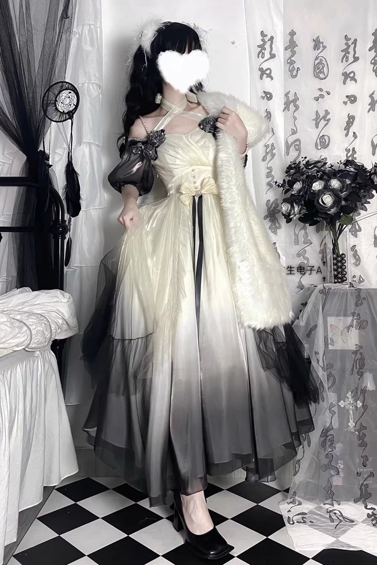 Lolita JSK Dress - Gradient Ink Color Gorgeous, Ink, Sweet Style, Bow Detail - main product image