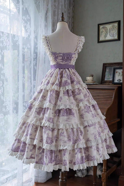 Lolita JSK Dress - Grape Moon Almanac, Purple, Layered, Adjustable, Sweet Style - additional product view 3