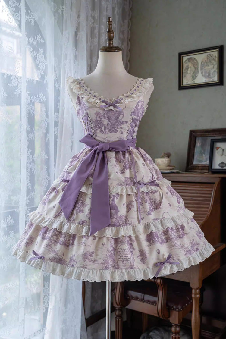 Lolita JSK Dress - Grape Moon Almanac, Purple, Layered, Adjustable, Sweet Style - additional product view 4